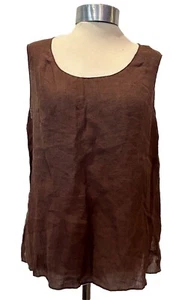 Italian Designer Beppe Bondi Brown 100% Linen Camisole Top Vest It 48 UK 14-16 - Picture 1 of 13