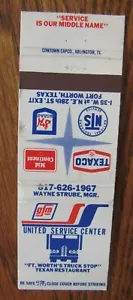 TEXACO GAS STATION MATCHBOOK: UNITED TRUCK STOP (FORT WORTH, TEXAS) (1970s) -F24 - Picture 1 of 1