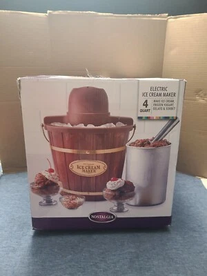 Heladera eléctrica con cubo de madera Nostalgia ICMW400 4qt - marrón Foto 1 de 3