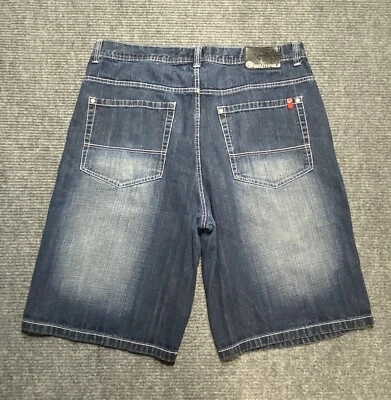 Pantalones Cortos Y2K Southpole 42 Azul Sueltos Anchos Grunge Patinador Pantalones Cortos Defectos Pestaña Roja Foto 1 de 4