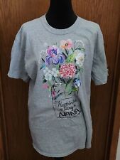 Gildan Women's Happiness Is Being Nana Gray T Shirt Flowers Size L