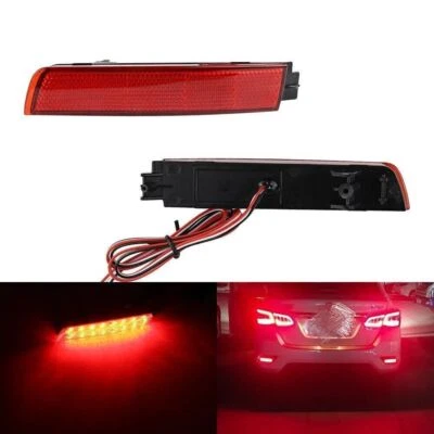 2x Luz de freno trasera reflector parachoques trasero LED lente roja para Nissan Juke 2011-2014 Foto 1 de 4