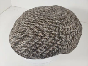 BORSALINO DORIA LIGHT BROWN HARRINGBONE WOOL FLAT CAP MADE IN ITALY - Picture 1 of 6