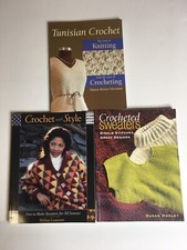 Crochet Books: Sweaters, Vests, Scarves & Other Projects - Lot of 3