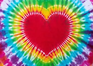 7x5FT Tie Dye Backdrop Rainbow Heart Love 60s 70s Hippie Party Photo Booth - Picture 1 of 7