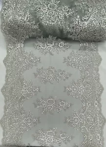 Designer Sequin Lace Fabric – Embroidered Mesh for Dresses & Table Runner VT-14 - Picture 1 of 13