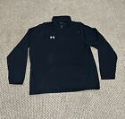 Under Armour Sweater Mens XL Black Solid ColdGear Loose Fit 1/4 Zip Golf Adult