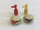 2x Lego Minifigure Hamburgers With Ketchup & Mustard - New