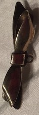 Bow Shape Watch Pin 1 1/4" Vtg Gold Plated Over Silver Metal