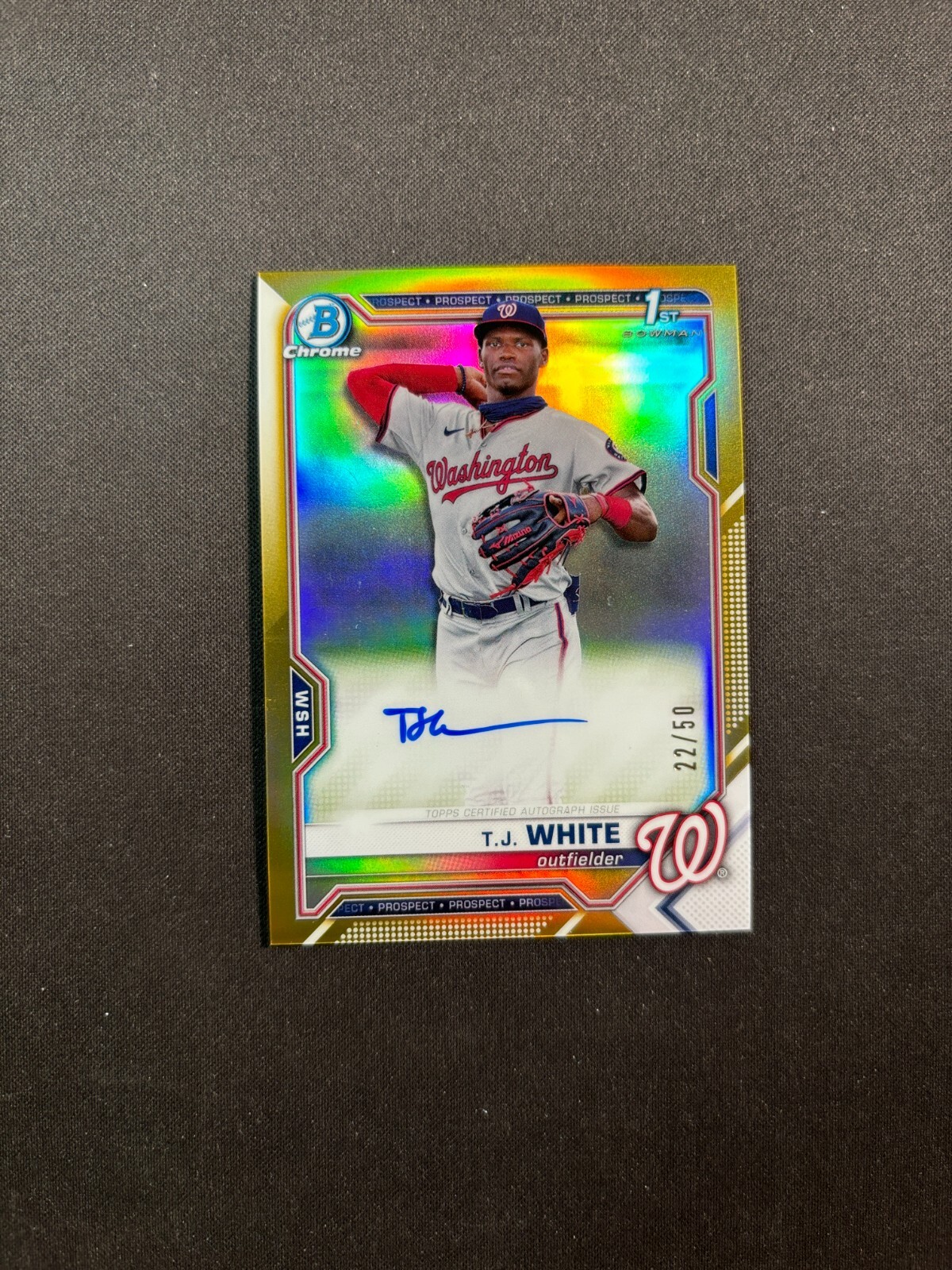 2021 Bowman Draft T.J. White 1st Chrome Gold Refractor auto 22/50