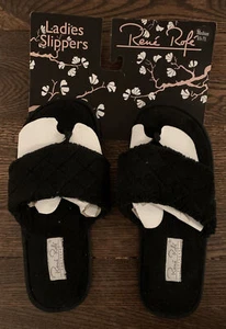 Rene Rofe Footwear Slipper Black Faux Fur Size Medium (6.5 - 7.5) - Picture 1 of 1