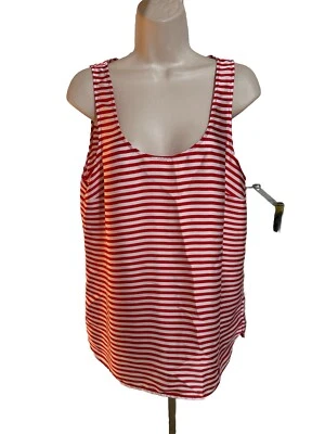 Michael Kors Regalo de Vacaciones Bastón de Caramelo Rojo-Blanco Rayas Pullover Top Chaleco Sedoso L Foto 1 de 4