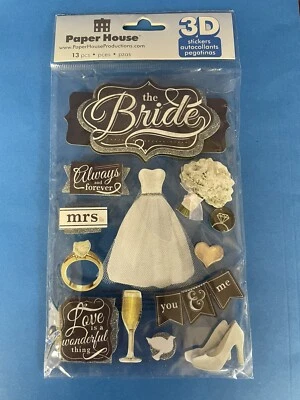 Wedding  Stickers Bride 3D Paper House Dress Shoes Bouquet Ring Love New - Image 1 of 4