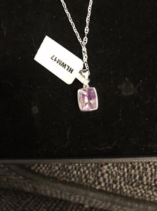 Ombré Amethyst Pendant And CHAIN Sterling Silver 18’ - Picture 1 of 3
