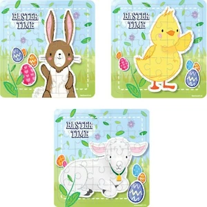 3 Puzzle je 25 teilig Ostern Lamm Hase Küken Rahmenpuzzle 13x12 cm Geschenk Tier - Bild 1 von 4