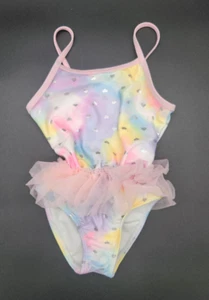 Traje de baño tutú Wonder Nation para niños pequeños talla 3T corazones una pieza rosa EXCELENTE - Imagen 1 de 5