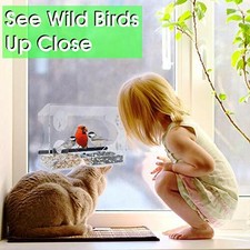 Nature Gear Xl Window Bird Feeder - Extended Roof - Steel Perch - Sliding Feed T