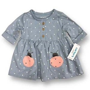 ¡NUEVO! Vestido Ladybug a lunares azul y blanco talla 3 meses Carter para niñas - Imagen 1 de 1
