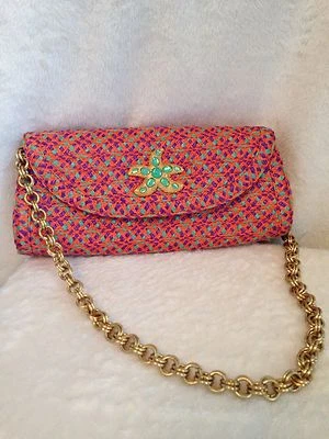 Bolso de Mano ERIC JAVITS PARADIS Estrella de Mar, Cadena Dorada, Naranja Púrpura Verde Foto 1 de 4