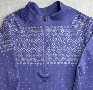 DSG Women’s Small Cropped Momentum Seamless 1/4 Zip Frozen Purple Fair Isle NWTs - Picture 1 of 5