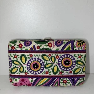 Vera Bradley Viva La Vera Quilted Paisley Hinged Opera Wallet Clutch Hard Case - Picture 1 of 3