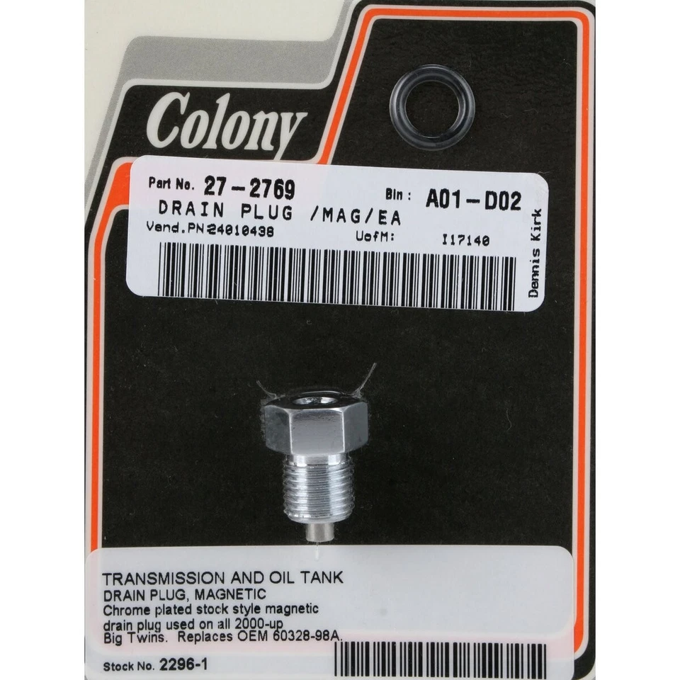 Plugue magnético de drenagem de tanque de óleo cromado Colony 1/2 pol.-20 - 2296-1 - Imagem 1 de 1