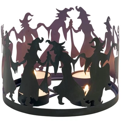 Candelabro círculo bruja Halloween Primitives By Kathy decoración del hogar metal negro Foto 1 de 4