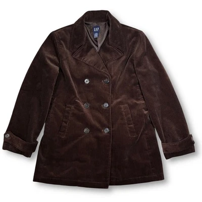 Blazer Abrigo Chaqueta Vintage GAP Para Mujer Marrón Pana Doble Pecho Talla S Foto 1 de 4