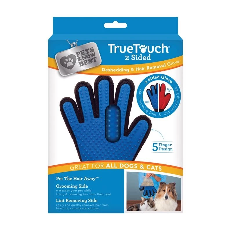 True Touch TU011124 Blue Cat/Dog Grooming Mitt with Silicone Grooming Tips - Image 1 of 1