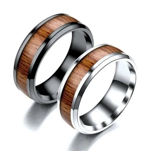Herren Wolfram Ring Koa Holz Intarsien Kuppelband bequeme Passform Schmuck Ehering - Bild 1 von 6