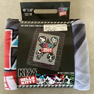 Hello Kitty KISS Band 2013 No Sew Fleece Throw Kit 48x60” Sanrio New Unused - Picture 1 of 8