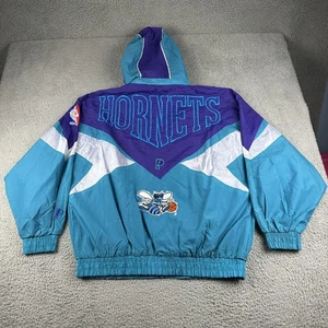 Vintage Charlotte Hornets Jacke Herren XL NBA Basketball Pro Player 90s Zip Hood - Bild 1 von 12