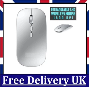 2.4Ghz Wireless UltraSlim USB Rechargeable Mouse Cordless Optical PC Laptop - UK - Picture 1 of 8