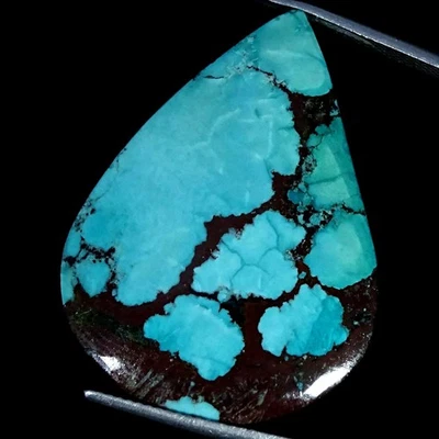 58.90Cts Lab-Created Turquoise Pear Cabochon Gemstone 26X35X9MM - Image 1 of 4