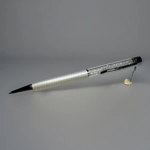 Swarovski Crystalline Ballpoint Pen, White w/ White Heart Charm  - Picture 1 of 6