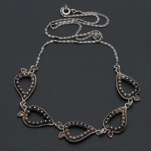 Collar - Plata 835 - Hojas de filigrana hechas a mano y cadena blindada S - Vintage - Imagen 1 de 9