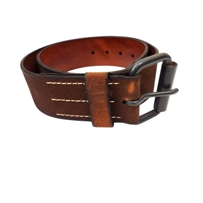 NUEVO Cinturón Polo Ralph Lauren Cuero Marrón Texturizado Granulado Mediano Foto 1 de 4