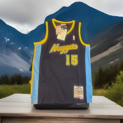 Carmelo Anthony Throwback #15 Denver Nuggets Dark Blue Jersey  Sz M Mitchell - Image 1 of 4