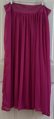 Ashley Stewart Skirt 18/20 Long Rose Pink Embellished Lined Boho Gypsy Career - Image 1 of 4