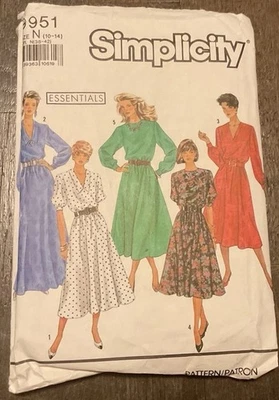 VTG 1990 Simplicity Sewing Pattern Long Dresses Misses Size 10-14 Uncut Complete - Image 1 of 2