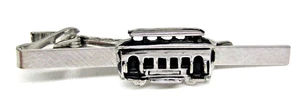 Vintage gebürstetes Silber Krawattennadel Clip Street Car Trolley San Francisco Herrenbekleidung - Bild 1 von 5