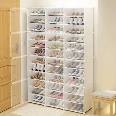 For 36 Pairs Shoes 12 Tiers Shoe Rack Box Organizer Stackable Cabinet Storage - Image 1 of 4