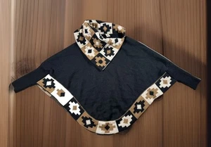 Alpaca Collection Made In Peru Women Poncho Scarf Cape One Size Geometric - Picture 1 of 13
