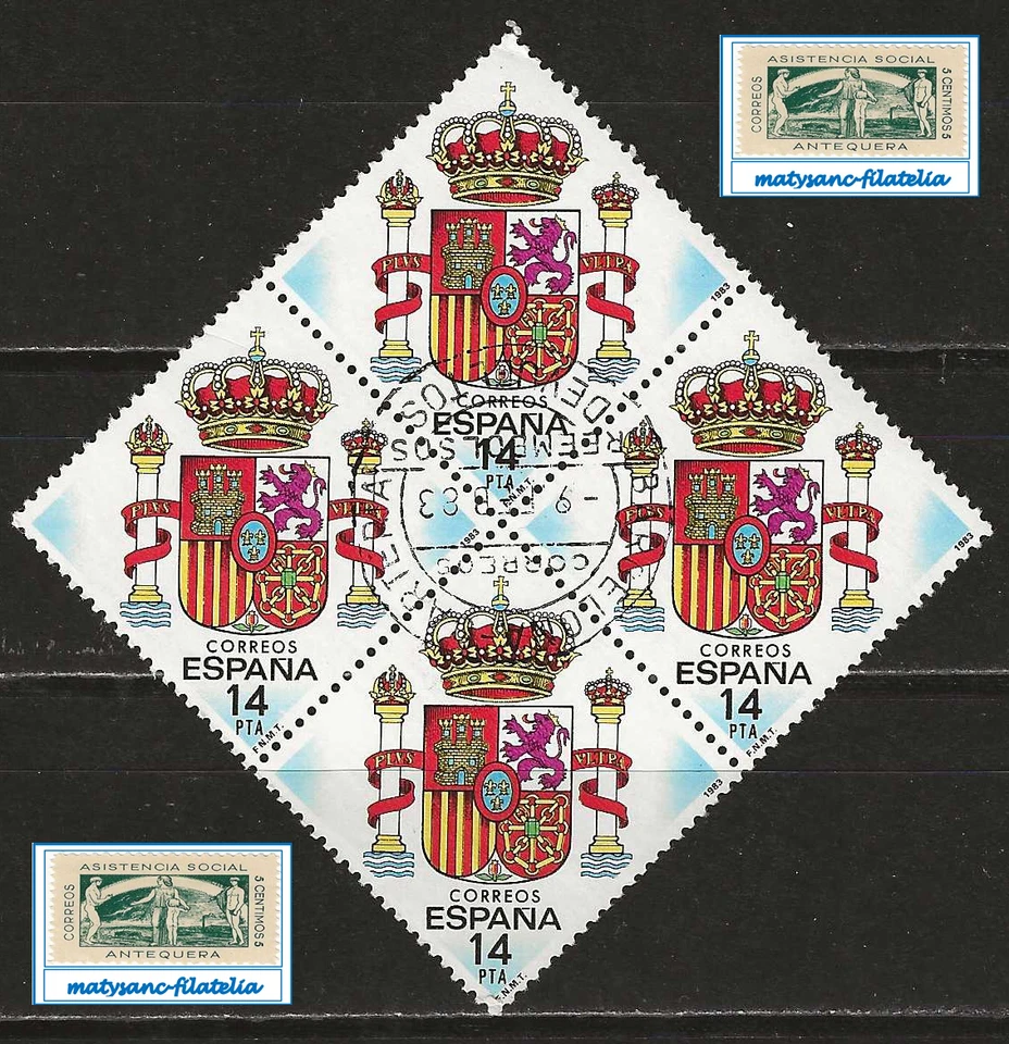 ESPAÑA 1983. EDIFIL 2685. SERIE COMPLETA BLOQUE DE 4 "ESCUDO DE ESPAÑA". USADO. - Imagen 1 de 1