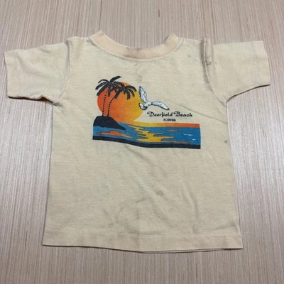 Camiseta vintage años 70 80 Florida niño pequeño puesta de sol Deerfield Beach unisex niños S Foto 1 de 4