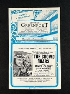 1932 Glynne's Greenport Theater NY - Crowd Roars / Cagney - Vtg Movie Program - Picture 1 of 3