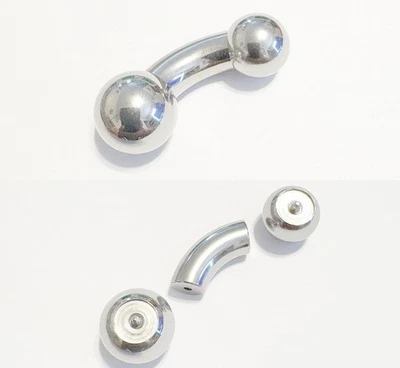 ASTM Stainless Steel 00G 5/8" 16&19mm Balls Counter-Sunk Internal Thread Barbell - image 1 of 4