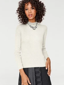 Pullover weiß 44 linea TESINI Damen Stehkragenpullover in Rippoptik ecru - C123 - Bild 1 von 4