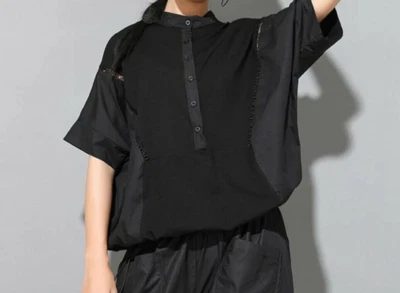 Ladies Black Urban Rock Chic Loose Arty Casual Designer  Shirt  Top Blouse 14 - Image 1 of 4