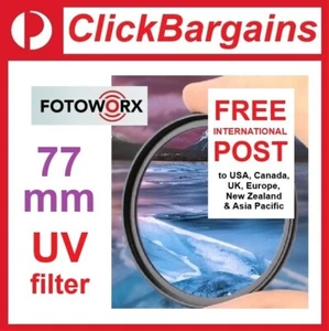 FOTOWORX 77mm UV camera lens filter 77 mm ultraviolet protector Canon Nikon Sony - Picture 1 of 10
